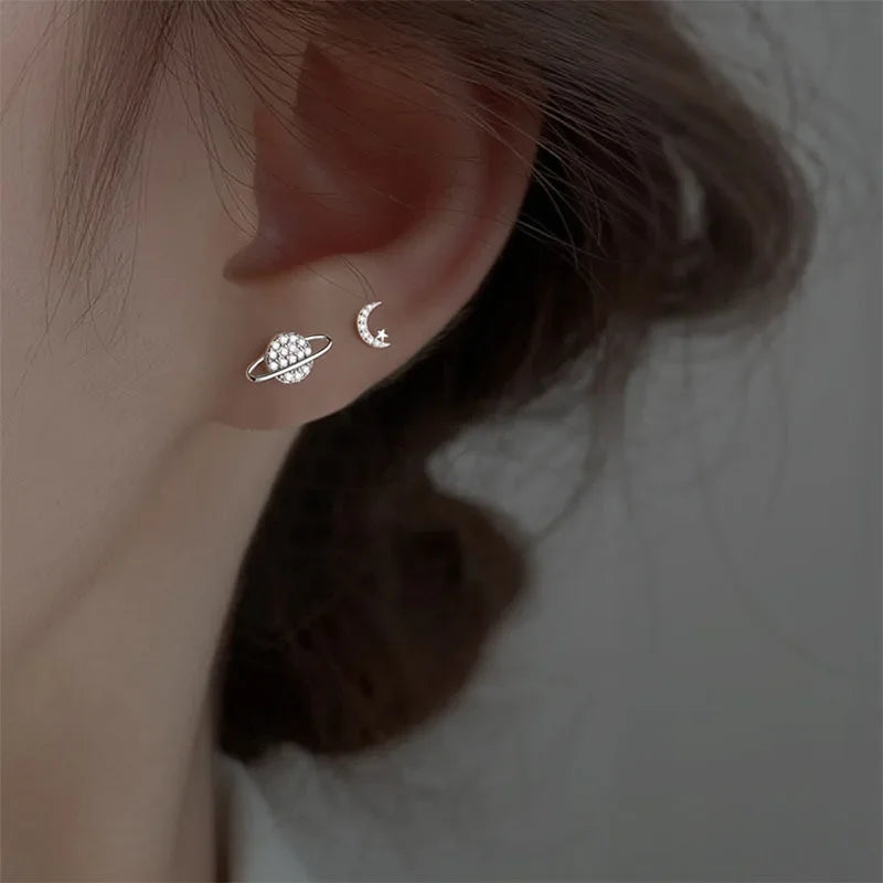 Lavi Star Moon Zircon Stud Earrings