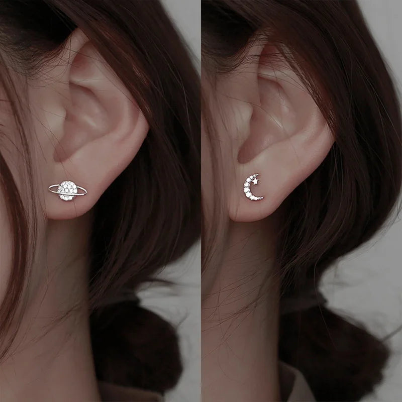 Lavi Star Moon Zircon Stud Earrings